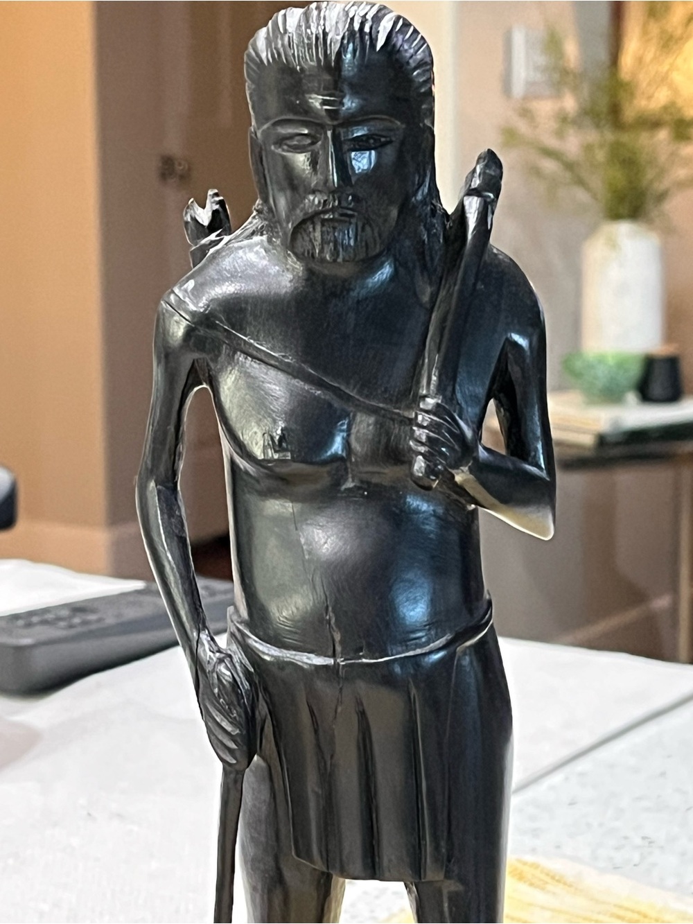 Mid 20th Century Filipino Ebony Hand Carved Wood Carving, Native Hunter/Gatherer - Picture 2 of 13